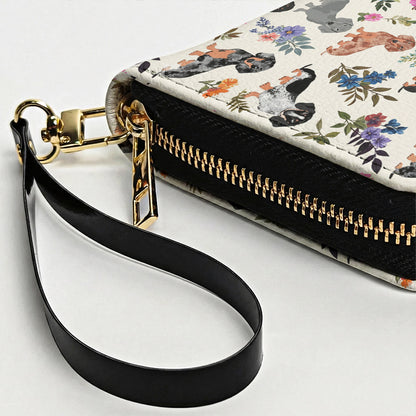 Lorva Leather Wallet Charming Floral Dachshunds