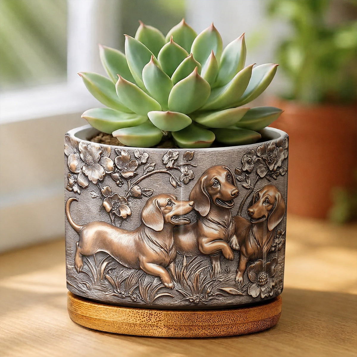 Lorva Dachshund Ceramic Plant Pot Classical Flower Garden