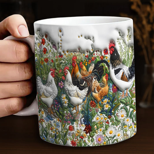 Lorva Chicken Mug Happy Field Flowers