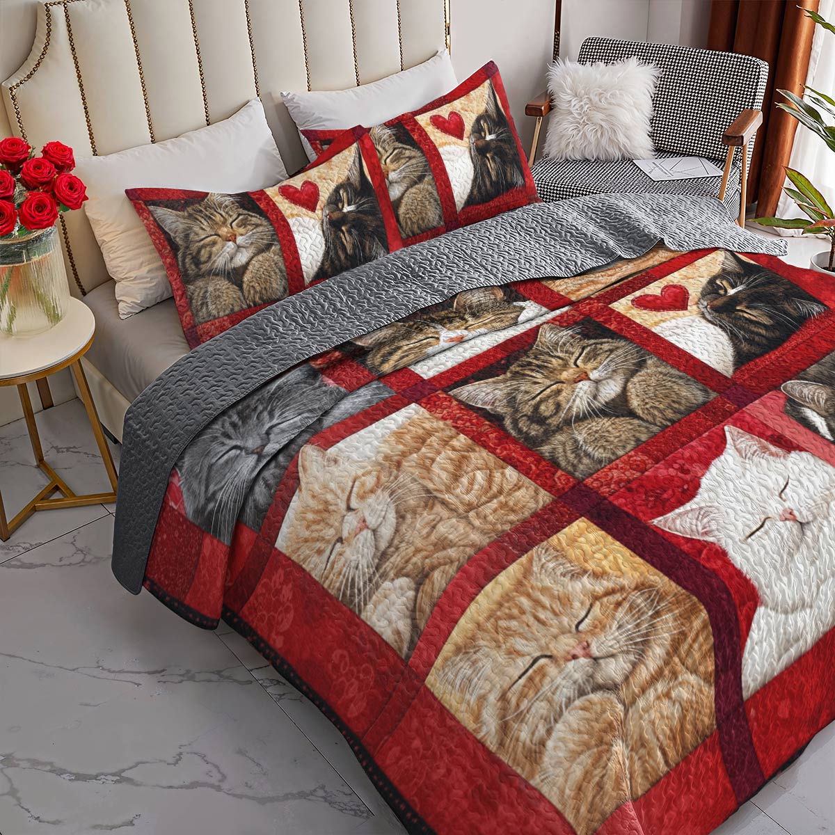 Lorva Cat All Season Quilt 3-Piece Set Sleeping Beauty
