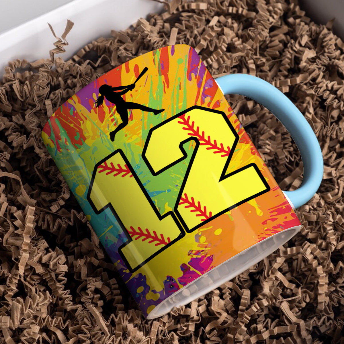 Lorva Personalized Mug Colorful Softball