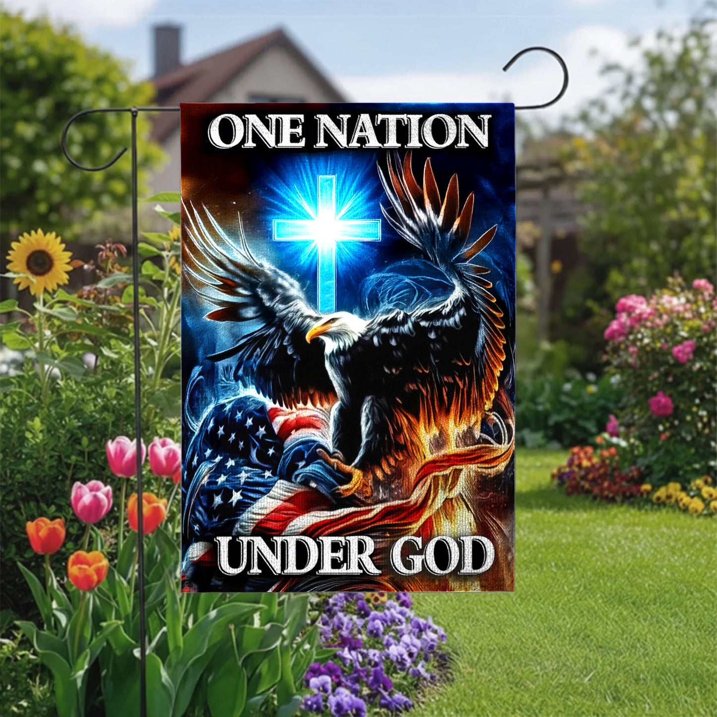 Lorva Garden America Flag One Nation Under God