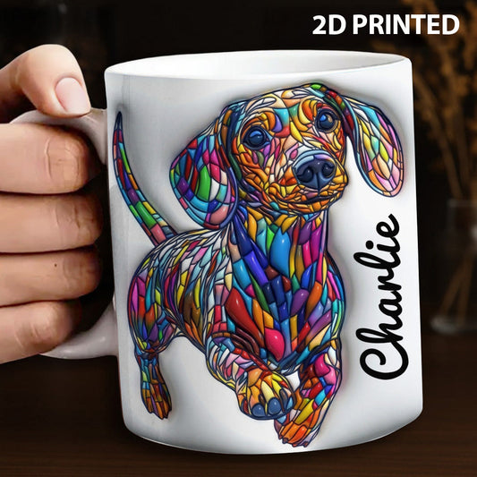 Lorva Personalized Flat Print Mug Playful Dachshund Running