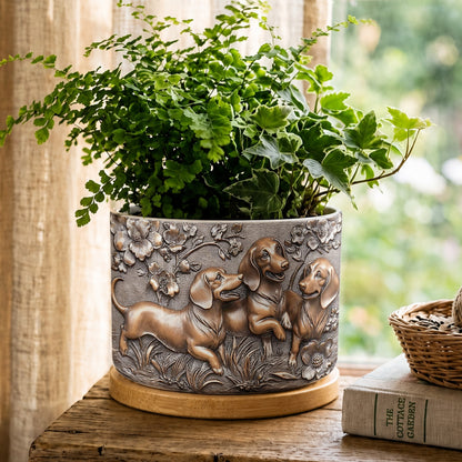 Lorva Dachshund Ceramic Plant Pot Classical Flower Garden