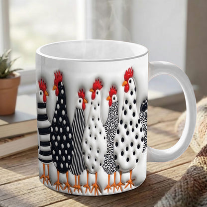 Lorva Flat Print Mug Amazing Chickens