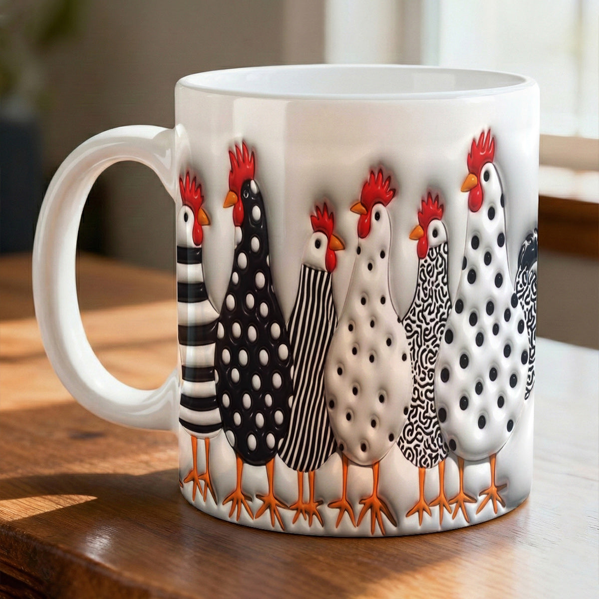 Lorva Flat Print Mug Amazing Chickens