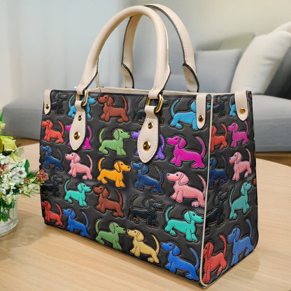 Lorva Dachshund Leather Bag Colorful
