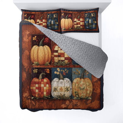 Halloween Lorva All Season Quilt 3-Piece Set Farmhouse Plaid Pumpkins