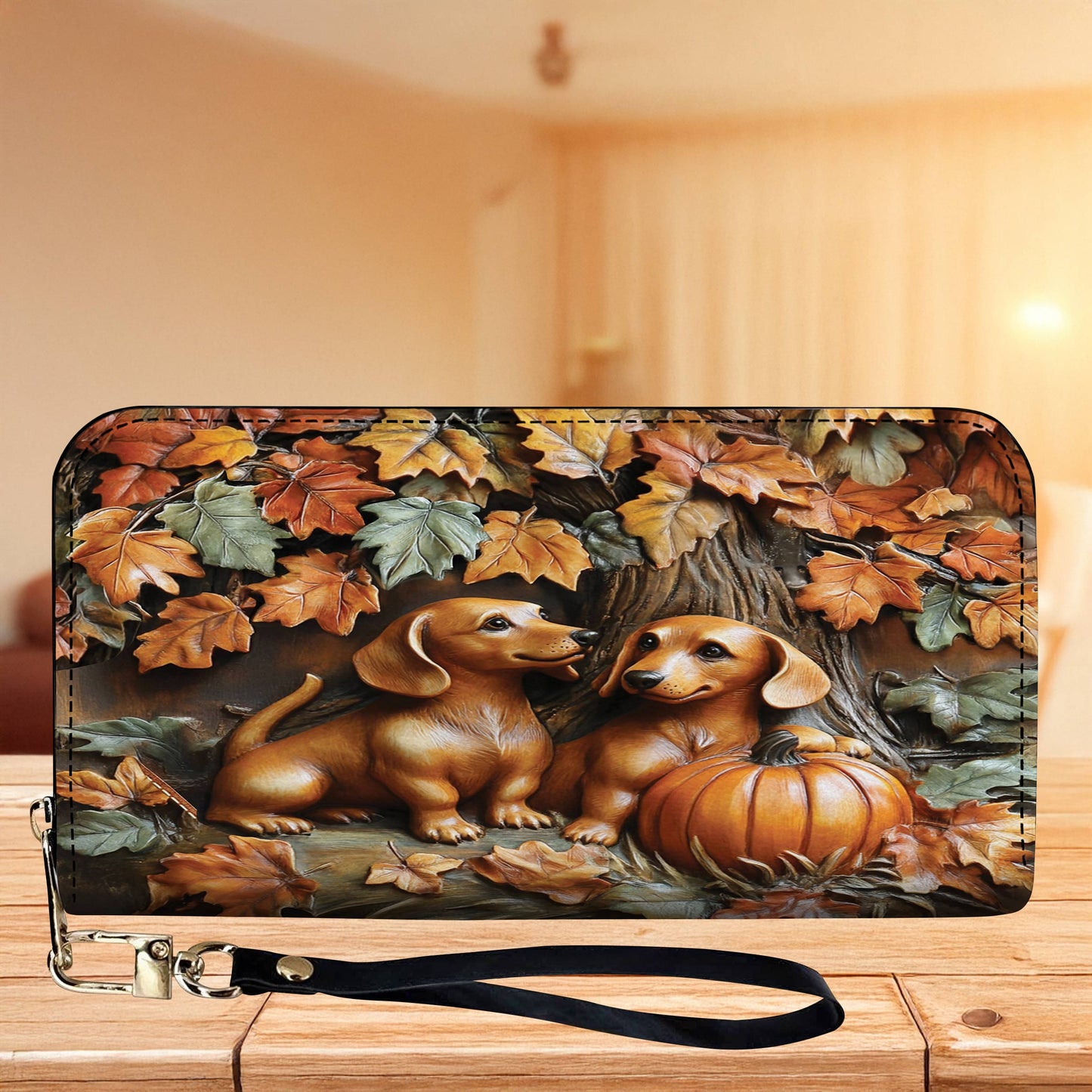 Lorva Dachshund Leather Bag Autumn Tails