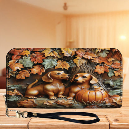 Lorva Dachshund Leather Bag Autumn Tails
