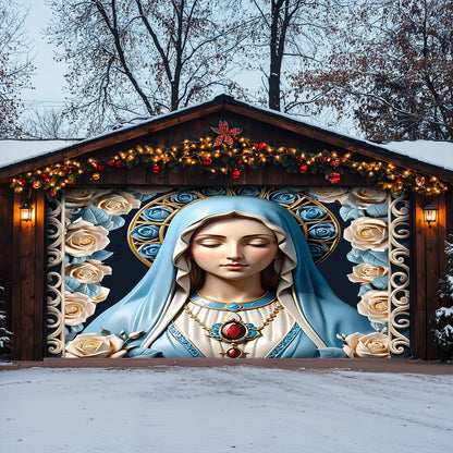 Lorva Christmas Garage Door Banner Decoration Blessed Virgin Mary