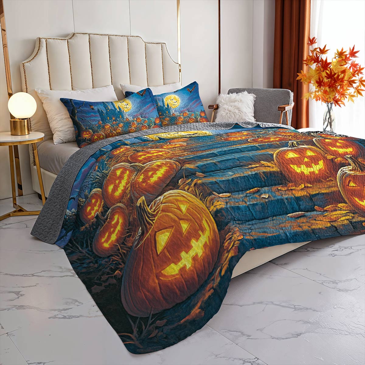 Halloween Lorva All Season Quilt 3-Piece Set Haunted Pumpkin Path
