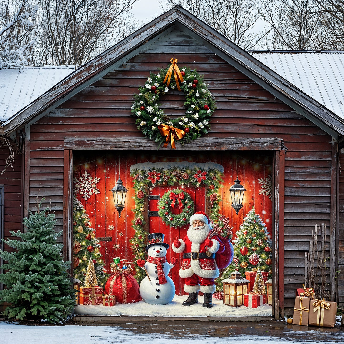 Lorva Christmas Garage Door Banner Decoration Happy