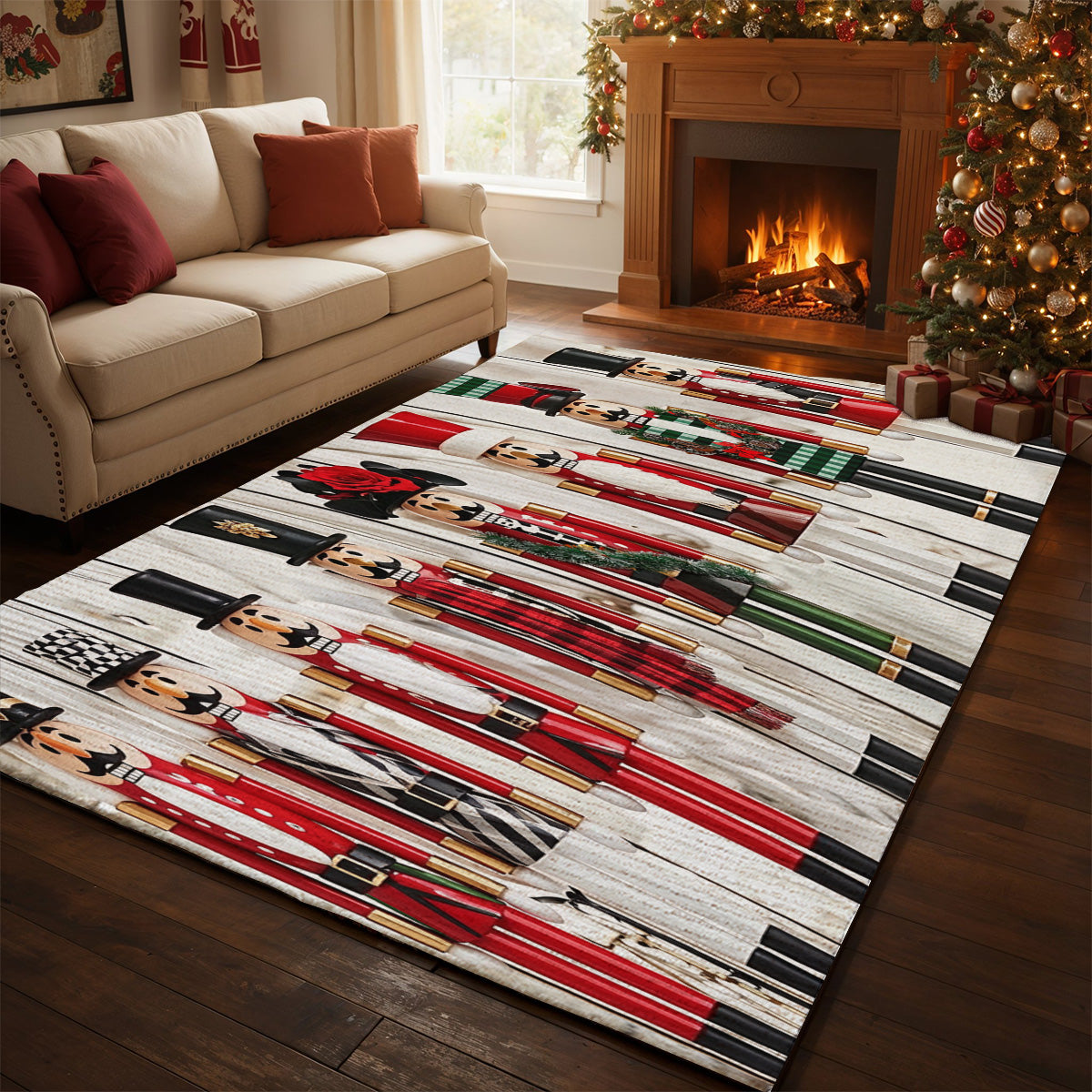 Lorva Christmas Area Rug Charming Nutcracker