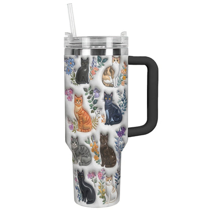 Lorva Tumbler Puffy Charming Floral Cats