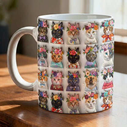 Lorva Mug Colorful Cat Flower Crowns
