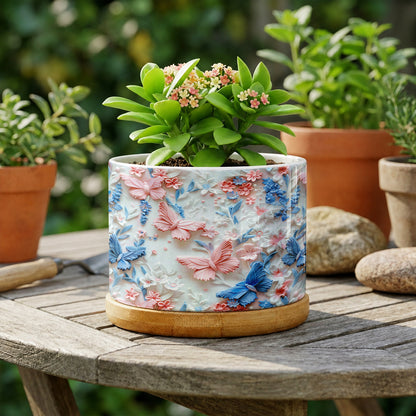 Lorva Ceramic Plant Pot Beautiful Floral Butterfly