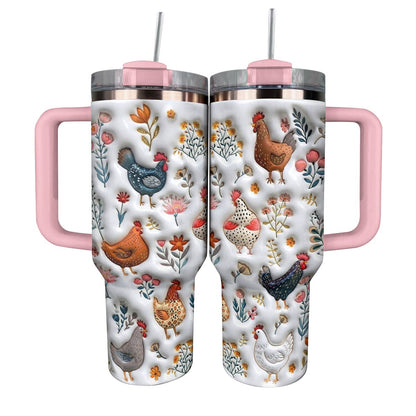 Lorva Tumbler Cute Floral Chickens