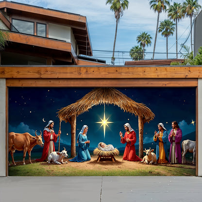 Lorva Nativity Scene Christmas Garage Door Banner Decoration