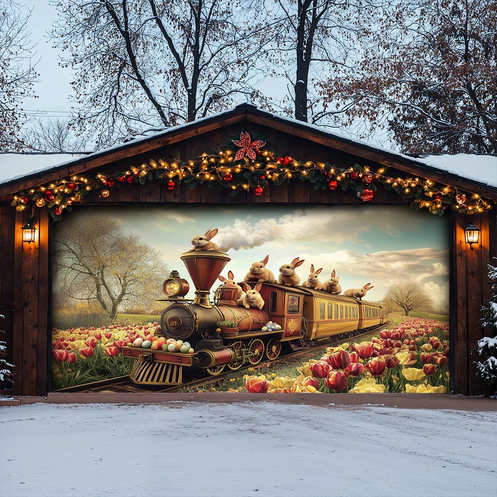 Lorva Easter Garage Door Banner Decoration Golden Spring Express