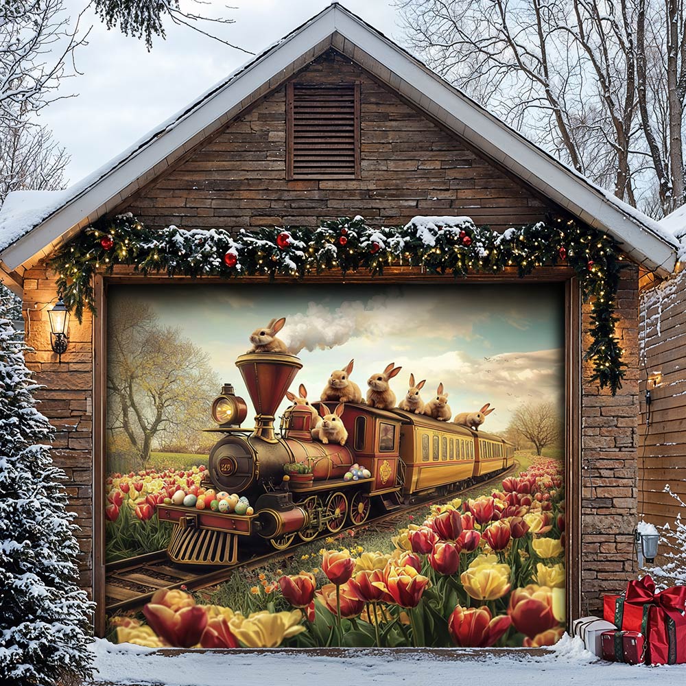 Lorva Easter Garage Door Banner Decoration Golden Spring Express