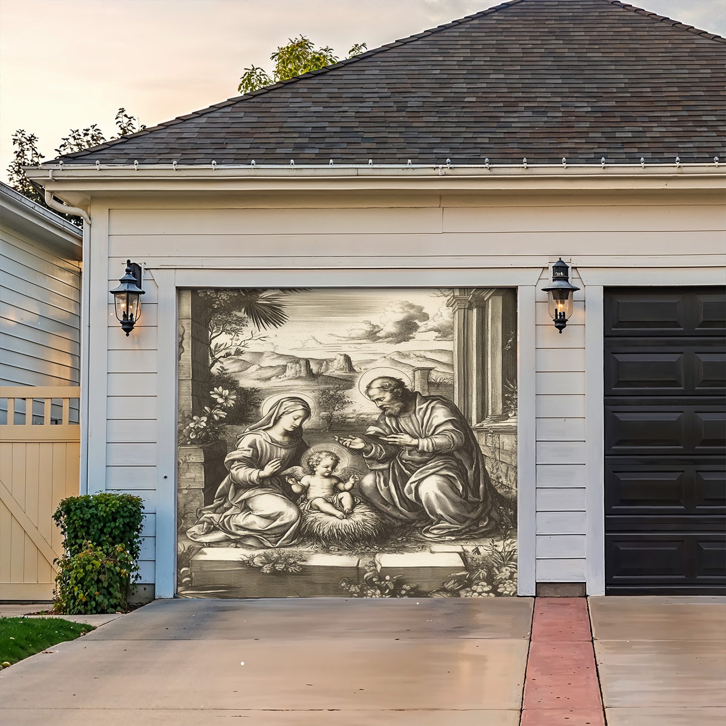 Lorva Christmas Holy Family Garage Door Banner Decoration Classical