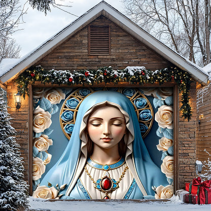 Lorva Christmas Garage Door Banner Decoration Blessed Virgin Mary