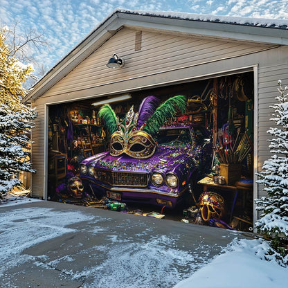 Lorva Garage Door Banner Decoration Mardi Gras Garage
