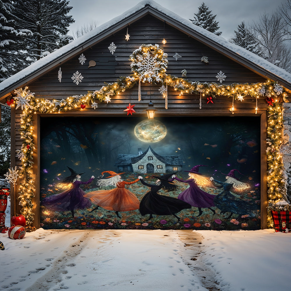 Lorva Witch Garage Door Banner Decoration Beautiful Witchy Woman