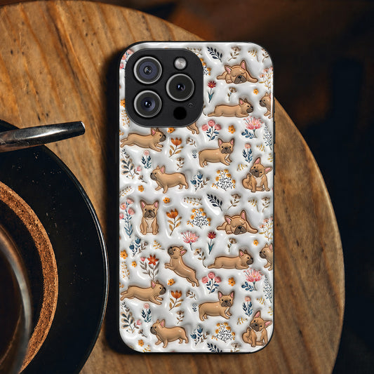 Lorva French Bulldog Flat Print Phone Case Happy Field Flowers