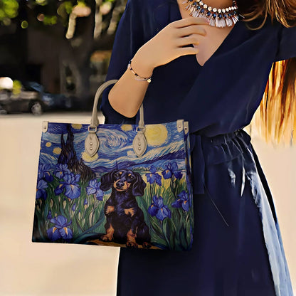 Lorva Leather Bag Irish Starry Night Dachshund Delight