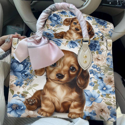 Lorva Dachshund Leather Bag Cute Woof In Bloom