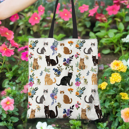 Lorva Tote Bag Cute Floral Cats