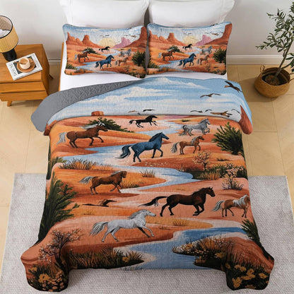 Lorva Horse All Season Quilt 3-Piece Set  Peace Love Desert
