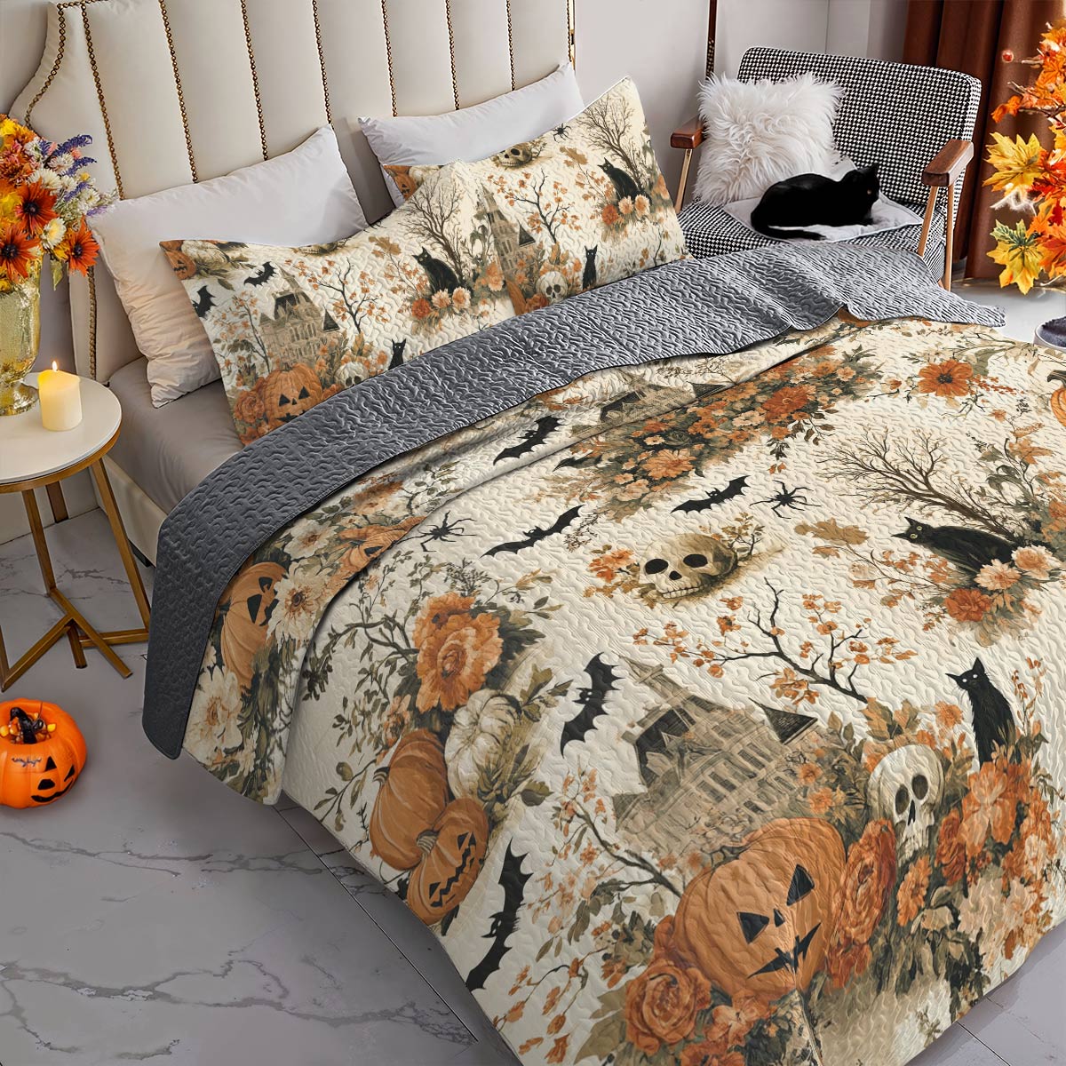 Halloween Lorva All Season Quilt 3-Piece Set Haunting Harvest