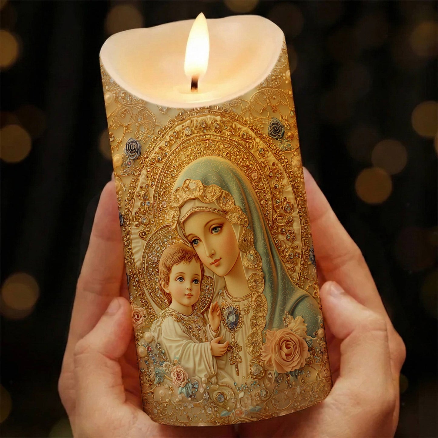 Lorva LED Candle Divine Madonna And Child