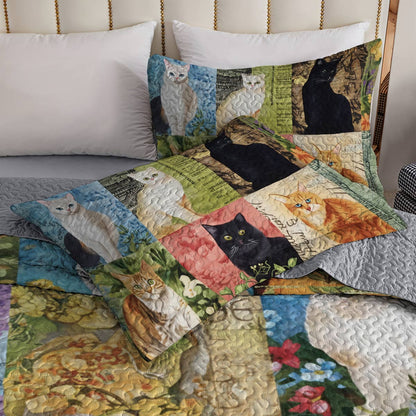 Lorva All Season Quilt 3-Piece Set Garden Kittens Delight