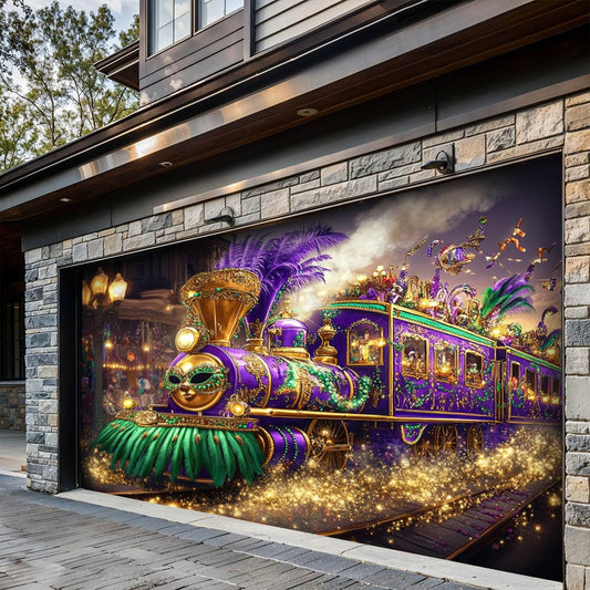 Lorva Garage Door Banner Decoration Masked Carnival Express