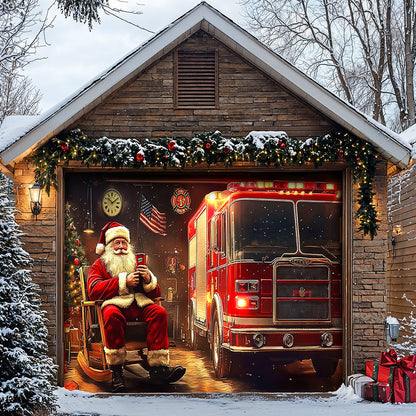 Lorva Garage Door Banner Decoration Santa’s Firehouse Rest