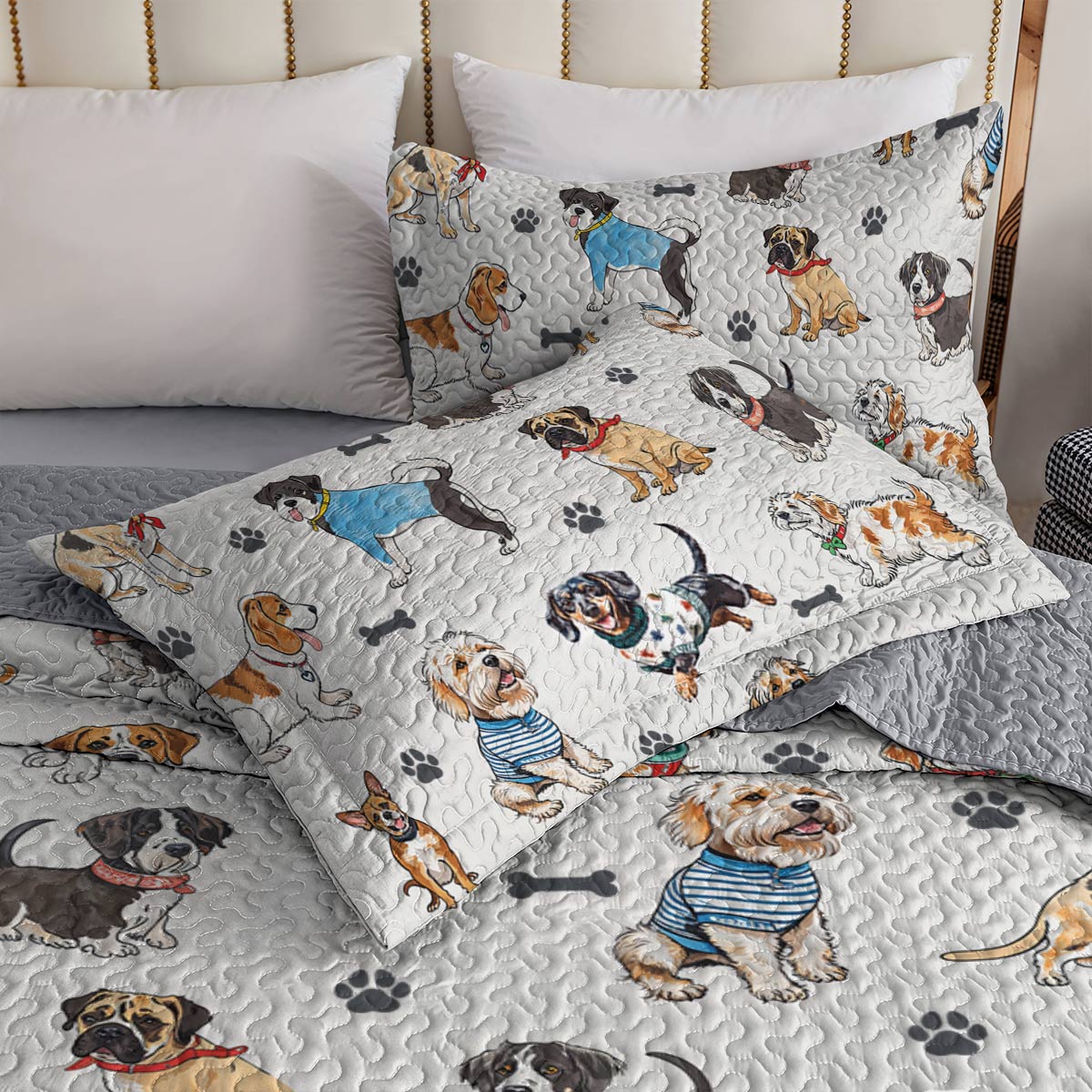 Lorva All Season Quilt 3-Piece Set Cute Dog