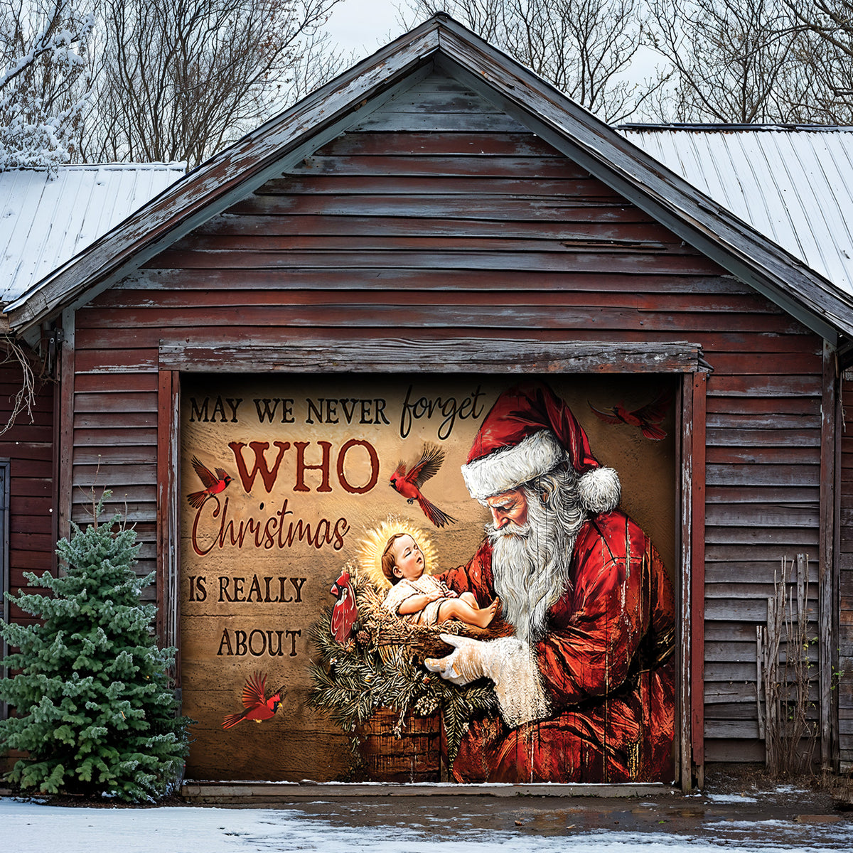 Lorva Christmas Garage Door Banner Decoration Faith