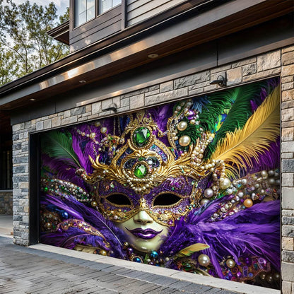 Lorva Garage Door Banner Decoration Royal Mardi Mask