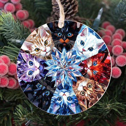Lorva Cat 2D Acrylic Ornament Crystal Colorful