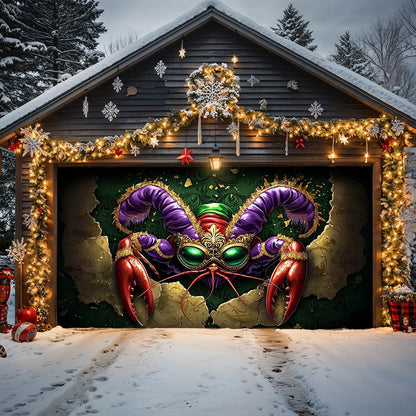 Lorva Mardi Gras Garage Door Banner Decoration Majestic Crawfish