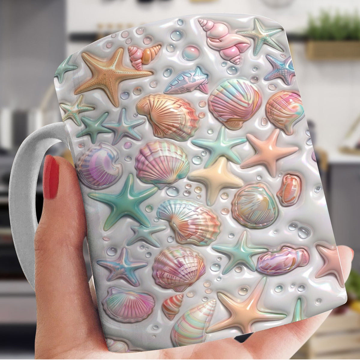 Lorva Puff Flat Printed Mug Coastal Shell