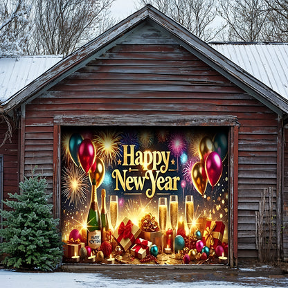 Lorva Garage Door Banner Decoration Happy New Year