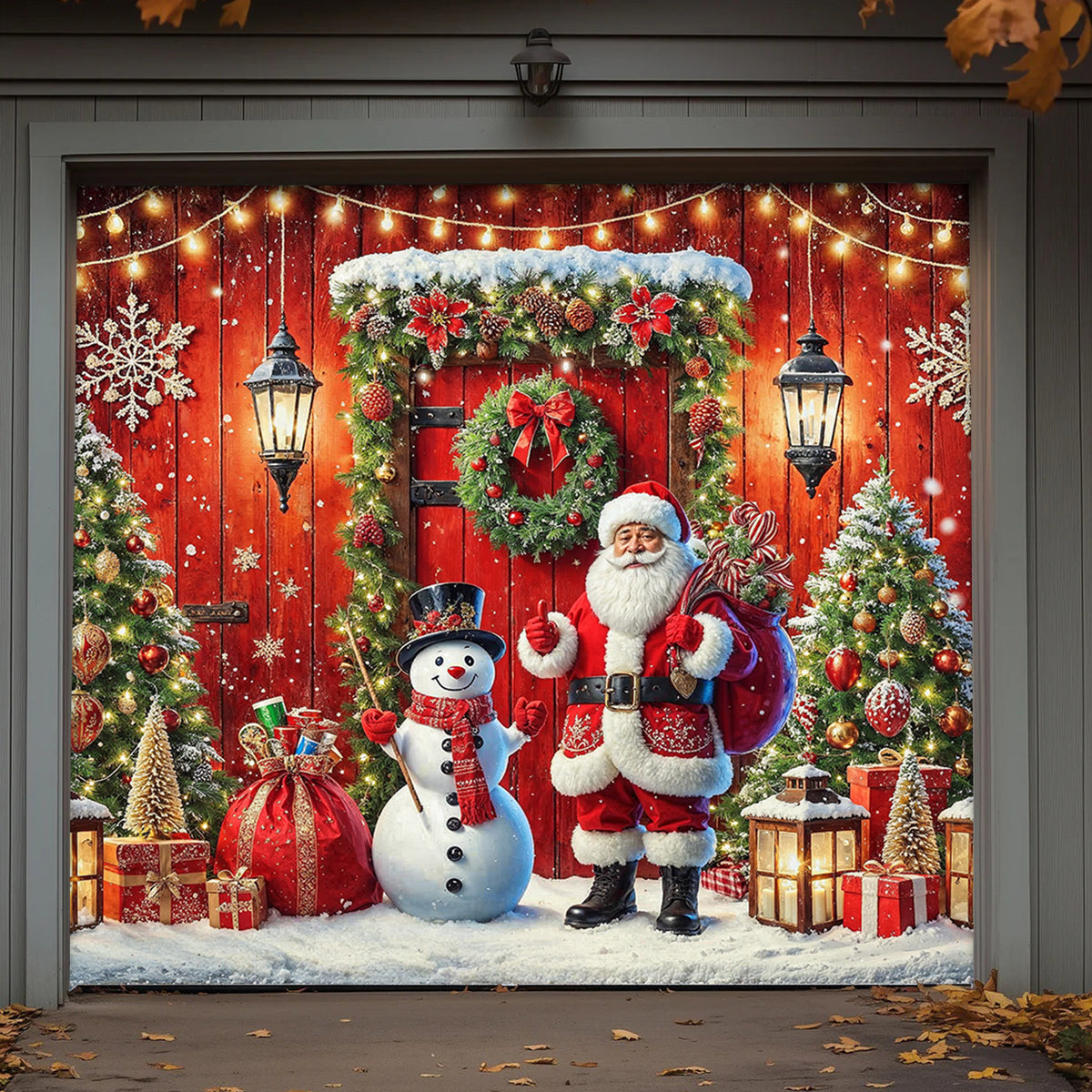 Lorva Christmas Garage Door Banner Decoration Happy