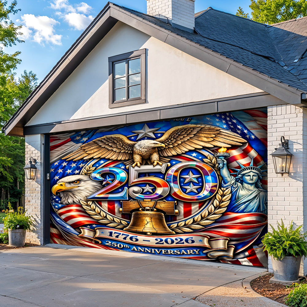 Lorva Garage Door Banner Decoration America 250th Anniversary