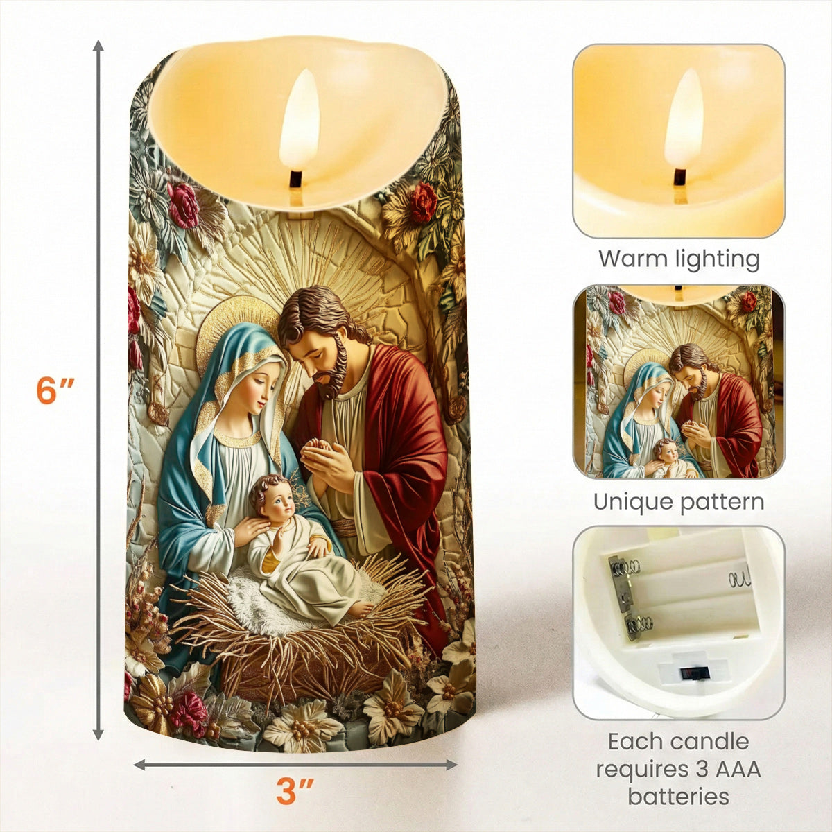Lorva LED Candle Christmas Faith Love