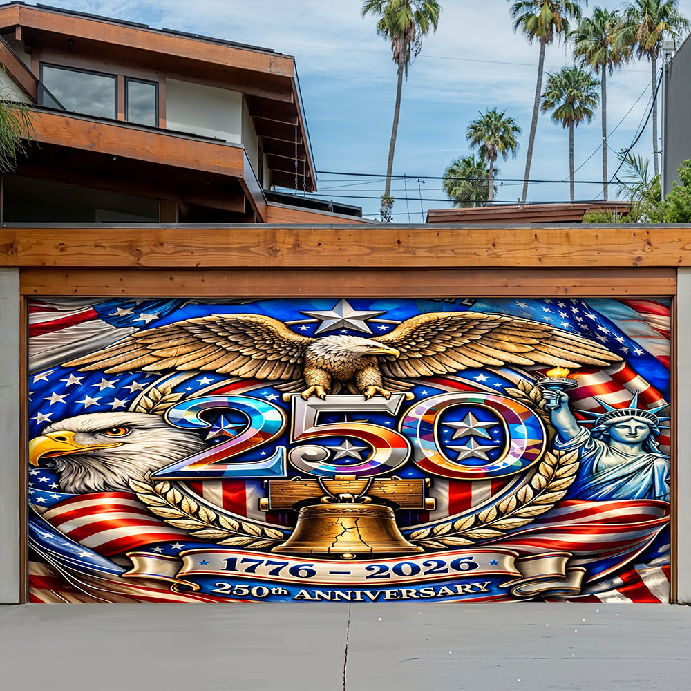 Lorva Garage Door Banner Decoration America 250th Anniversary